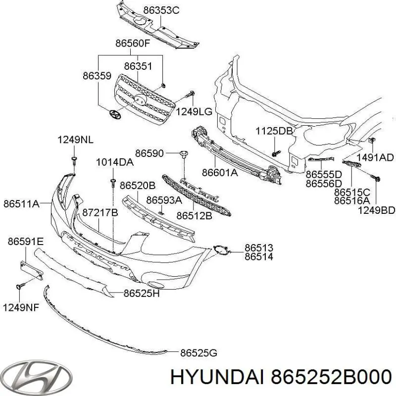 Compre 865252B000 Hyundai/Kia Grelha inferior do pára-choque dianteiro