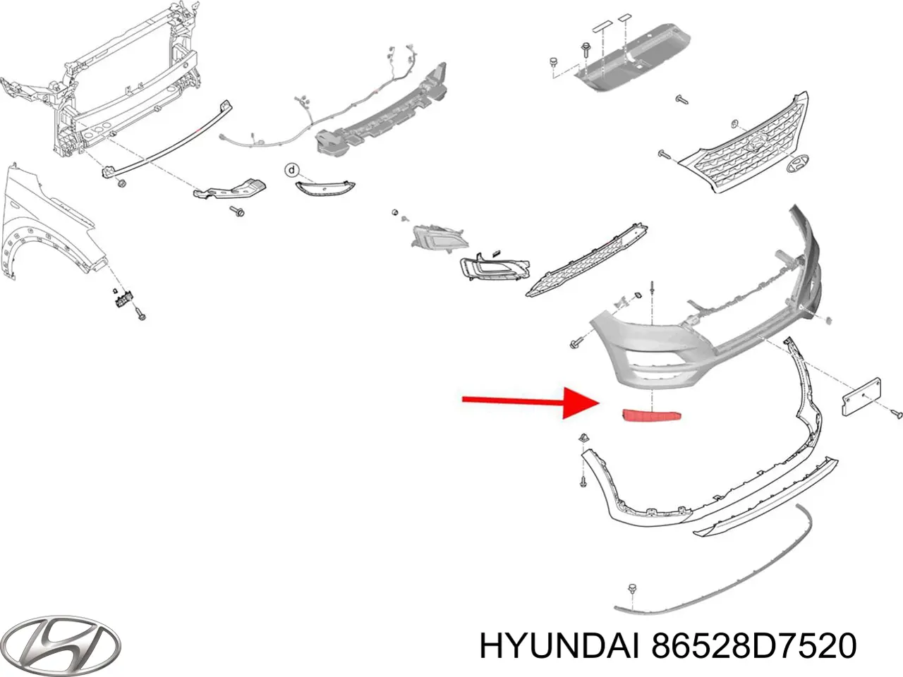 86528D7520 Hyundai/Kia Borda (orla) das luzes de nevoeiro direita