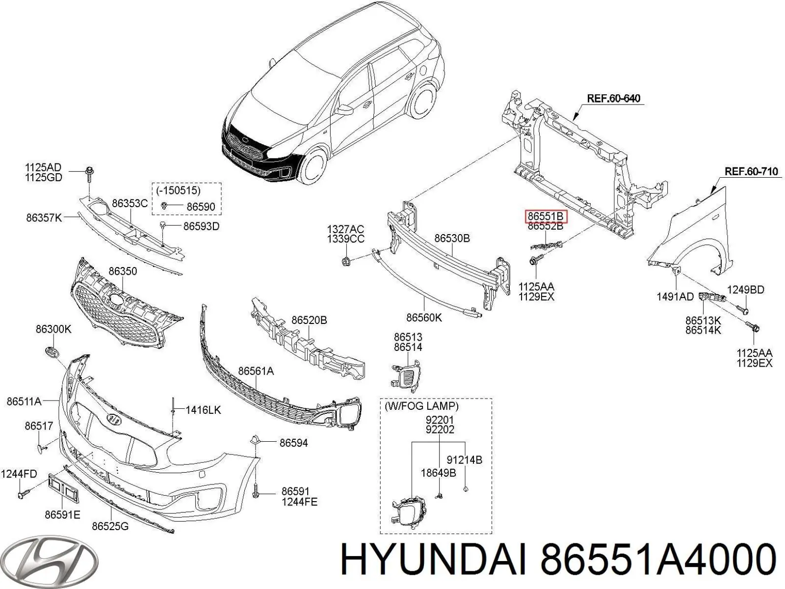 Consola do pára-choque dianteiro esquerdo Hyundai/Kia 86551A4000 preço, a partir de 16,07 USD