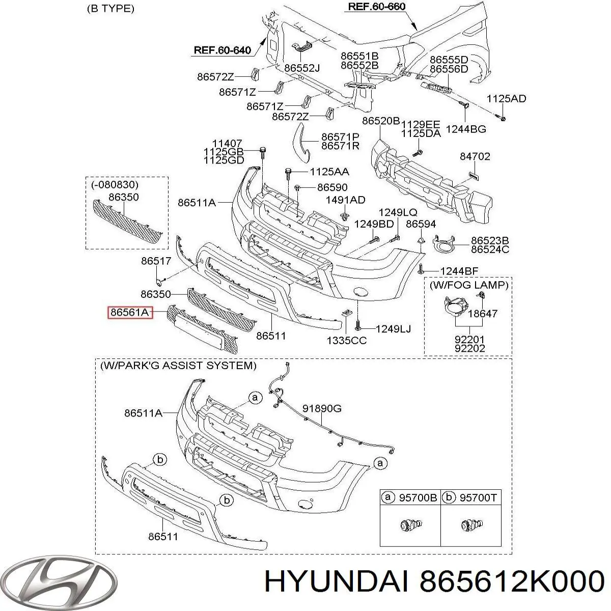 Grelha do pára-choque dianteiro Hyundai/Kia 865612K000 preço, a partir de 49,75 USD