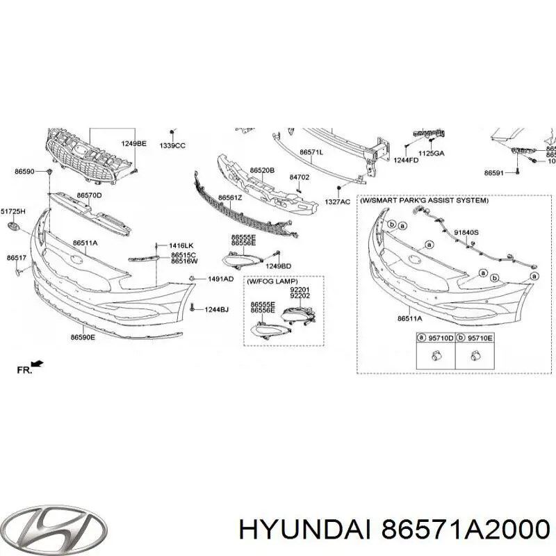 86571A2000 Hyundai/Kia Reforçador do pára-choque dianteiro