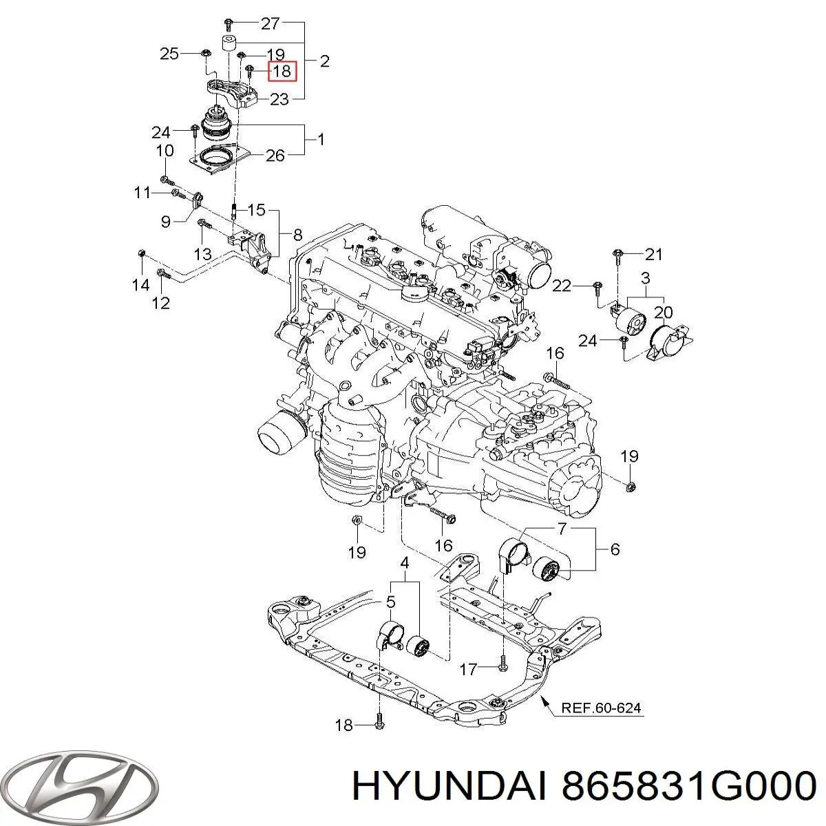 Compre 865831G000 Hyundai/Kia Consola de reforçador do pára-choque dianteiro