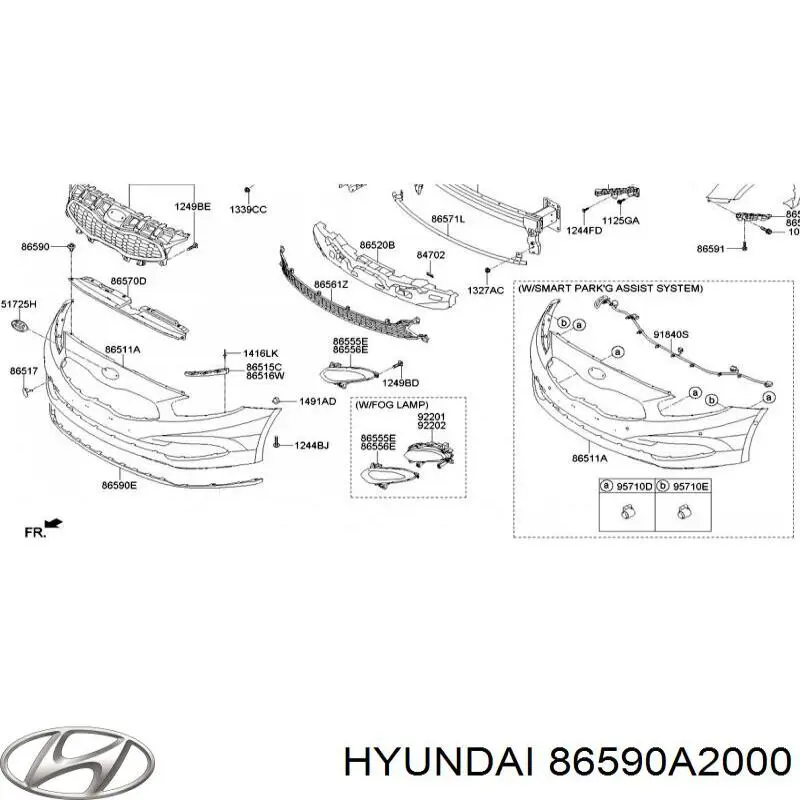86590A2000 Hyundai/Kia Spoiler do pára-choque dianteiro