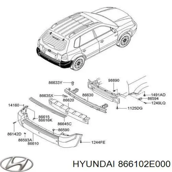 866102E000 Hyundai/Kia Pára-choque traseiro