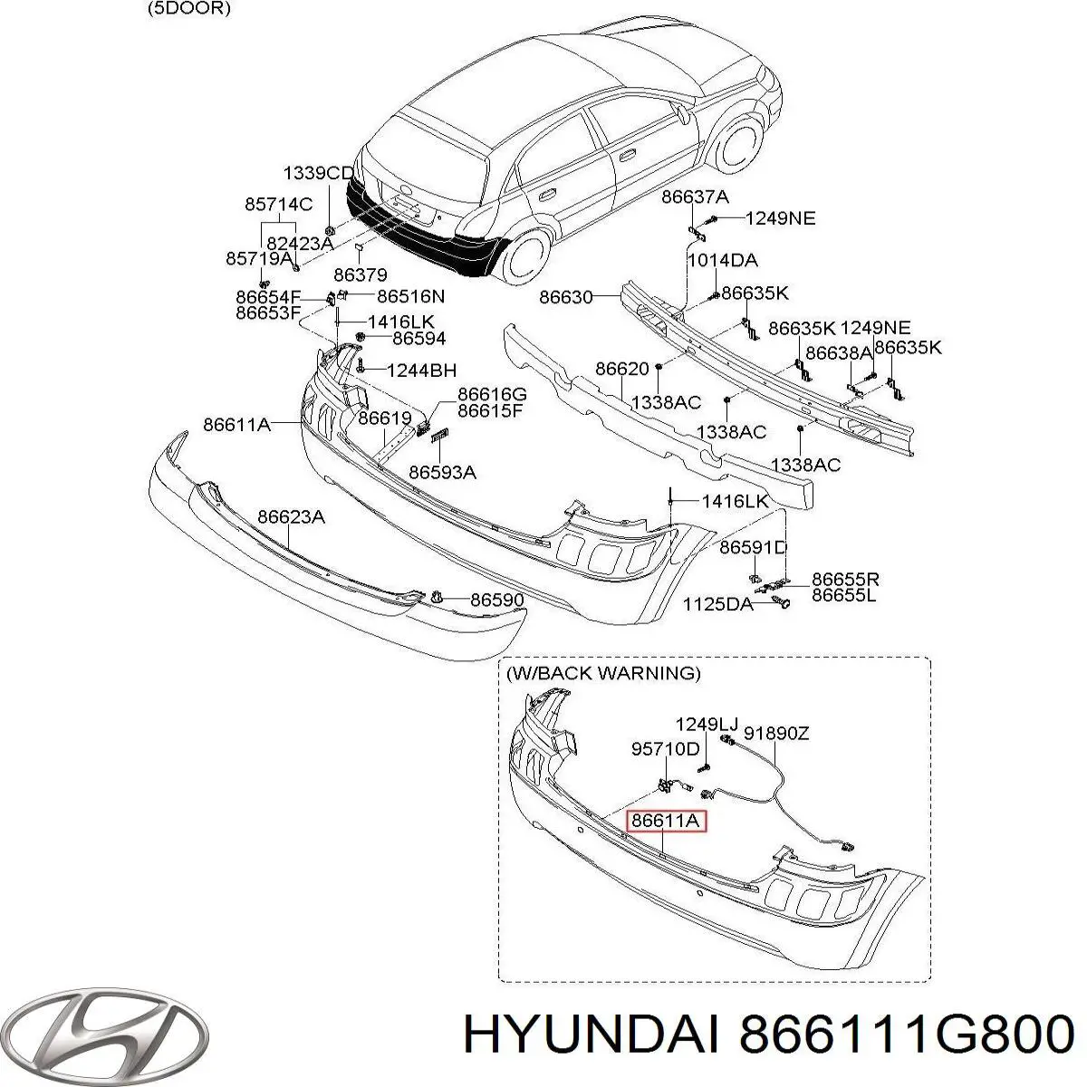 Compre 866111G800 Hyundai/Kia Pára-choque traseiro