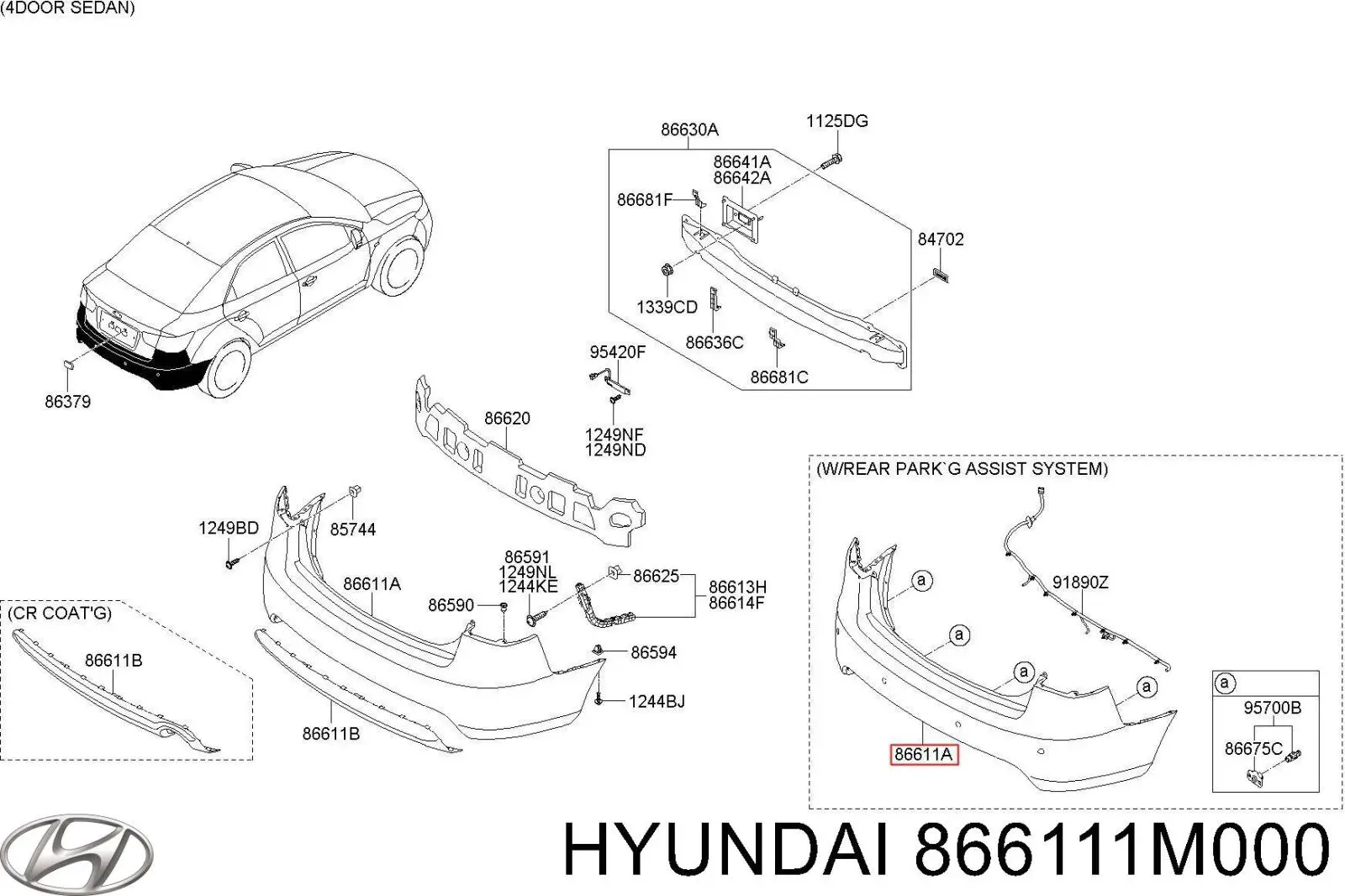 Pára-choque traseiro 866111M000 Hyundai/Kia