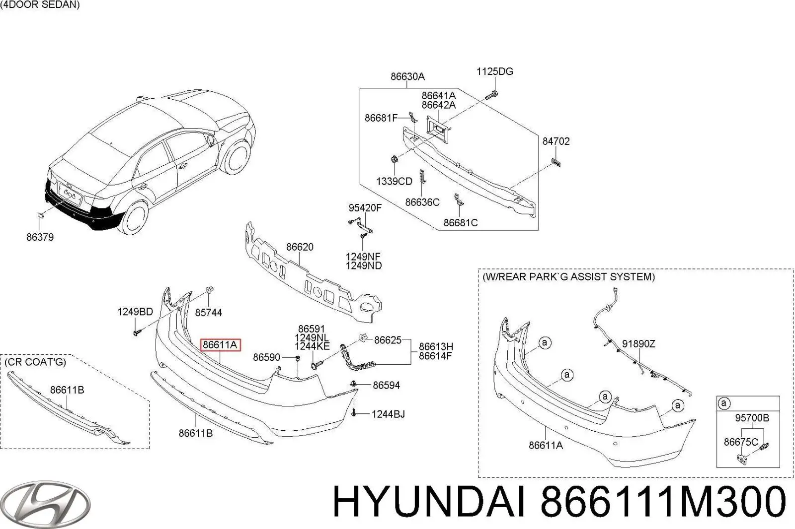 Compre 866111M300 Hyundai/Kia Pára-choque traseiro