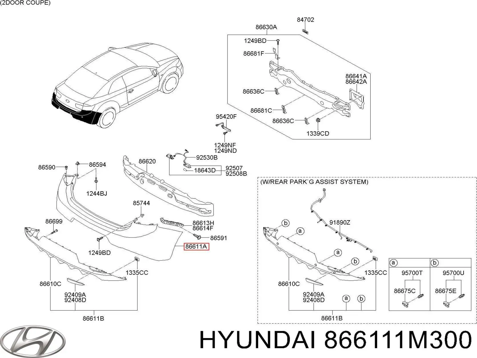 Pára-choque traseiro Hyundai/Kia 866111M300