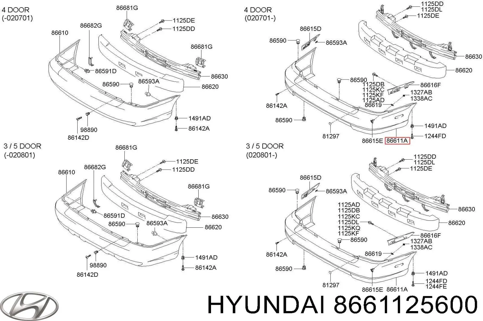 Compre 8661125600 Hyundai/Kia Pára-choque traseiro