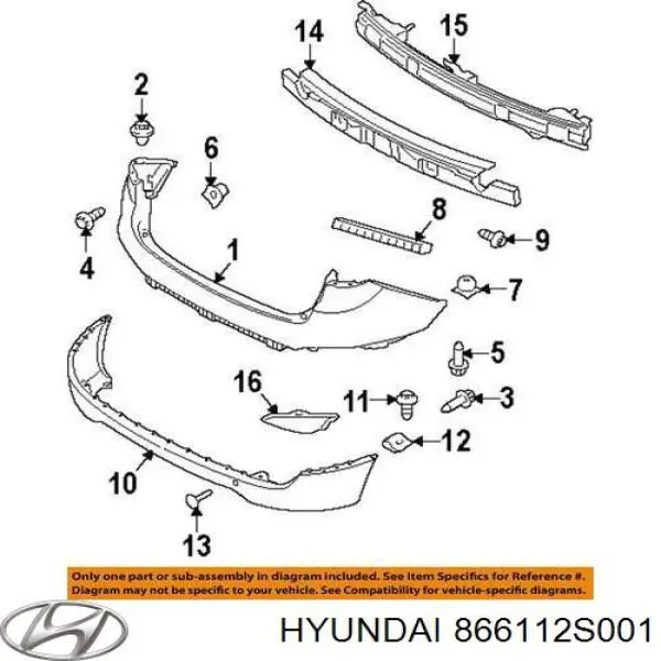 Pára-choque traseiro, parte superior Hyundai/Kia 866112S001 preço, a partir de 118,93 USD