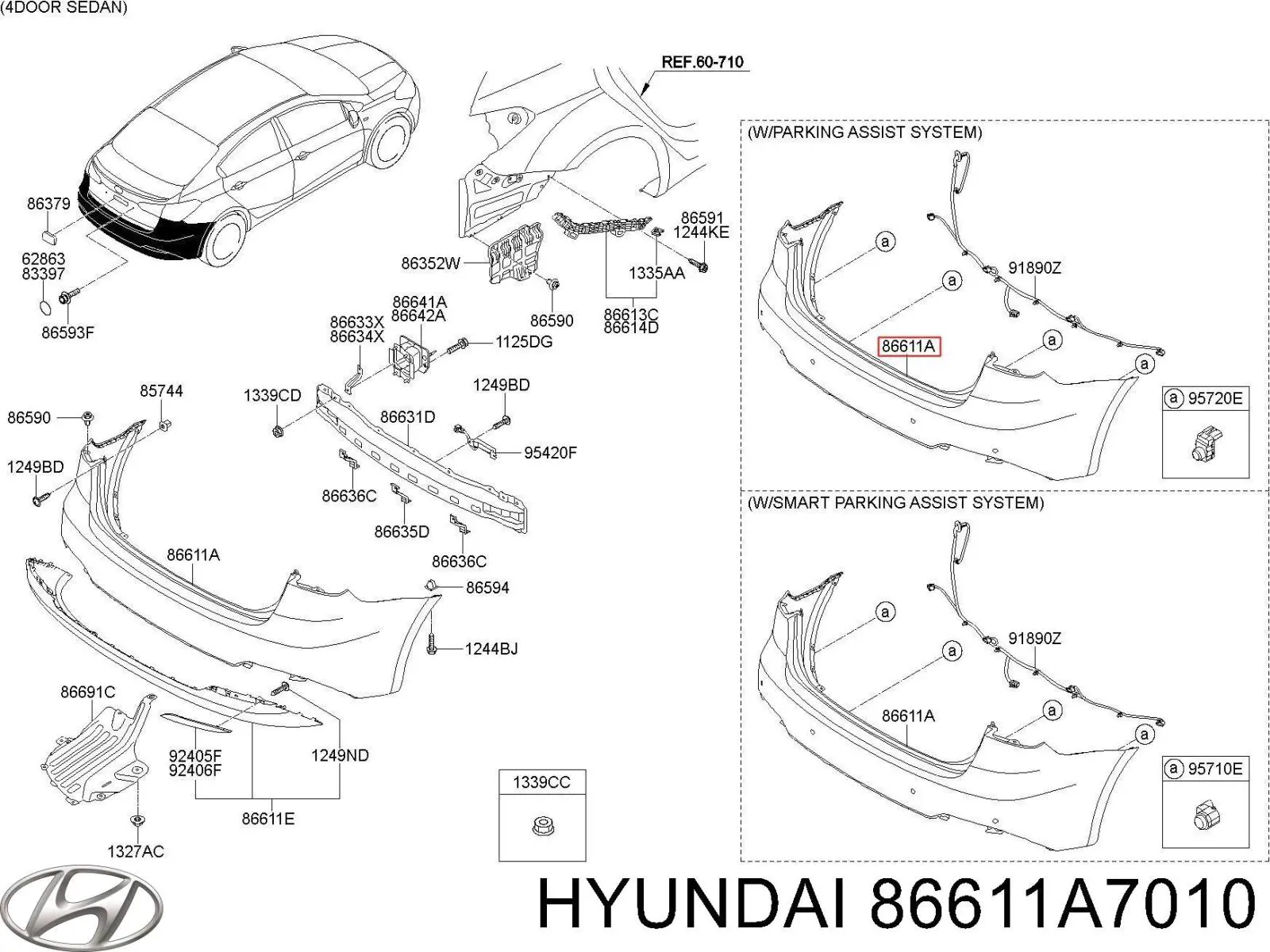 Compre 86611A7010 Hyundai/Kia Pára-choque traseiro