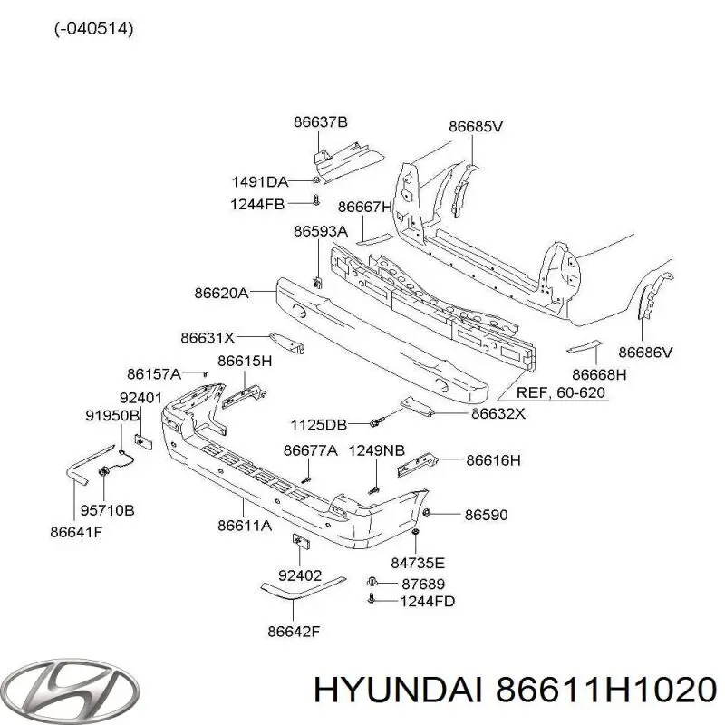 Pára-choque traseiro Hyundai/Kia 86611H1021 preço, a partir de 275,25 USD