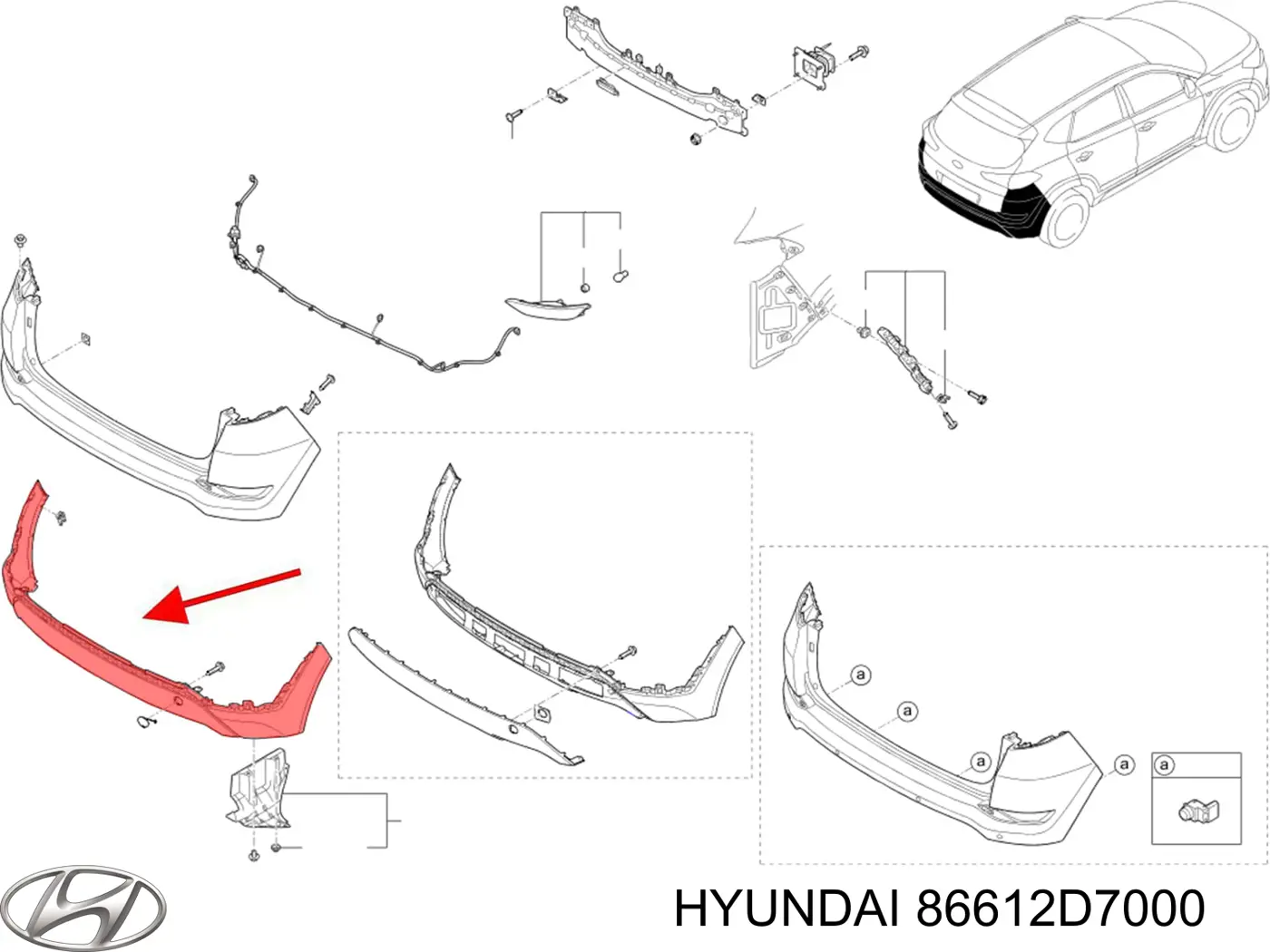 Compre 86612D7000 Hyundai/Kia Pára-choque traseiro, parte inferior