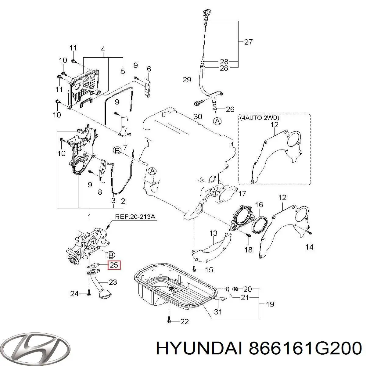 866161G200 Hyundai/Kia Consola direita do pára-choque traseiro