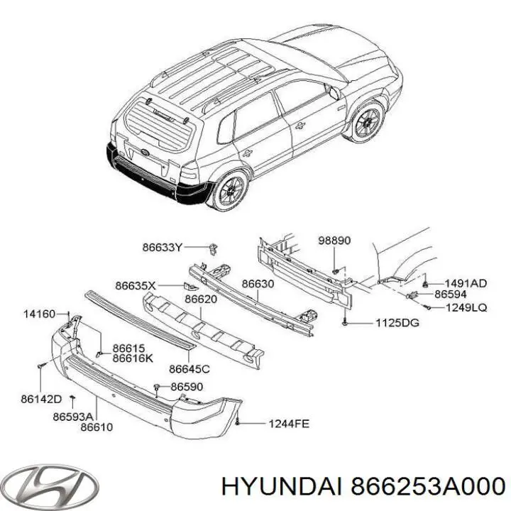 866253A000 Hyundai/Kia Consola do pára-choque dianteiro