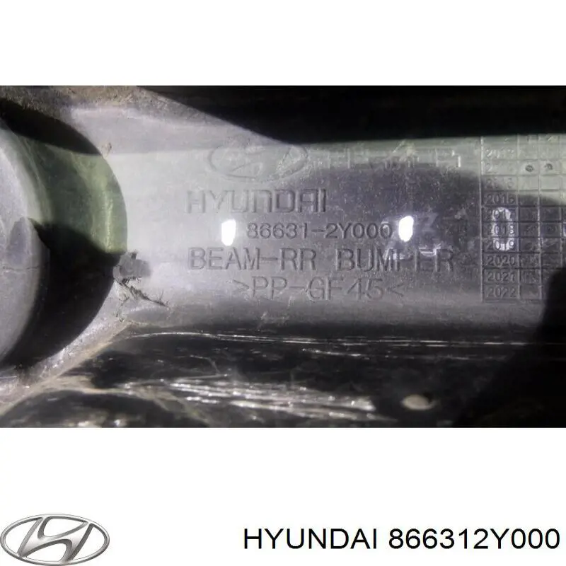 866312Y000 Hyundai/Kia Reforçador do pára-choque traseiro