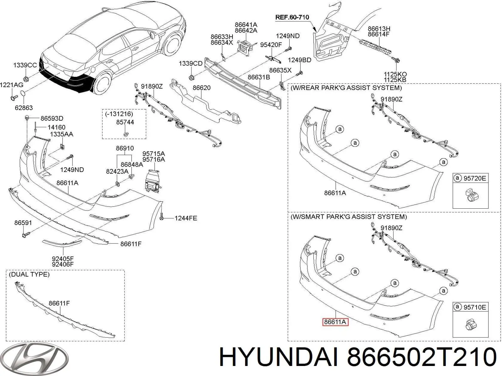 866502T210 Hyundai/Kia Pára-choque traseiro