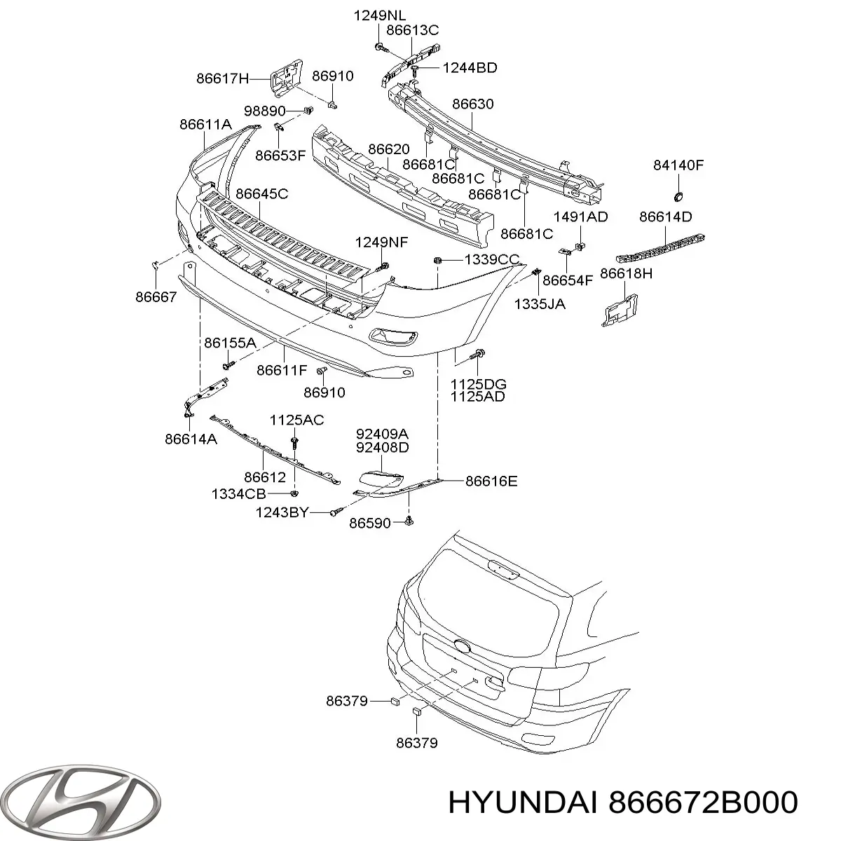 Tampão dianteira do pára-choque do gancho de reboque Hyundai Santa Fe II CM