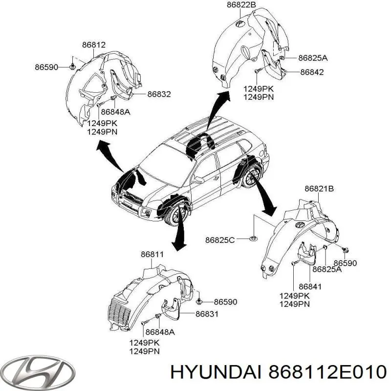 Compre 868112E010 Hyundai/Kia Guarda-barras esquerdo do pára-lama dianteiro
