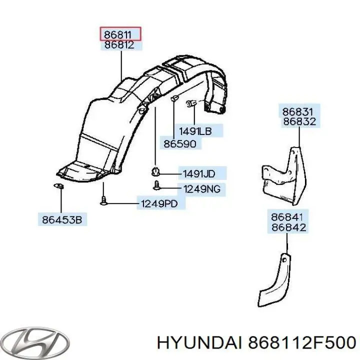 Guarda-barras esquerdo do pára-lama dianteiro Hyundai/Kia 868112F500 preço, a partir de 11,70 USD