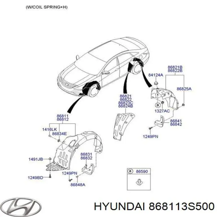868113S500 Hyundai/Kia Guarda-barras esquerdo do pára-lama dianteiro