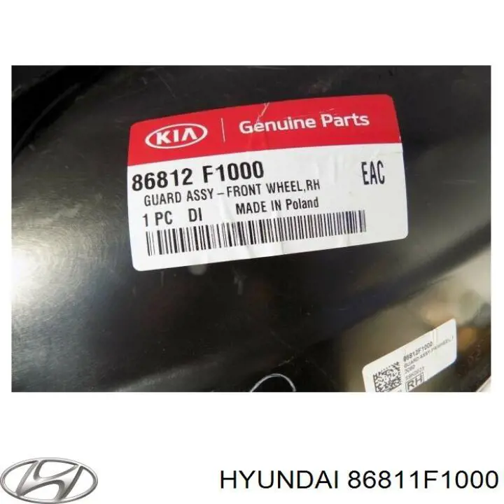 Guarda-barras esquerdo do pára-lama dianteiro Hyundai/Kia 86811F1000 preço, a partir de 30,18 USD