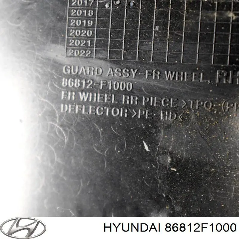 Guarda-barras direito do pára-lama dianteiro Hyundai/Kia 86812F1000 preço, a partir de 30,18 USD
