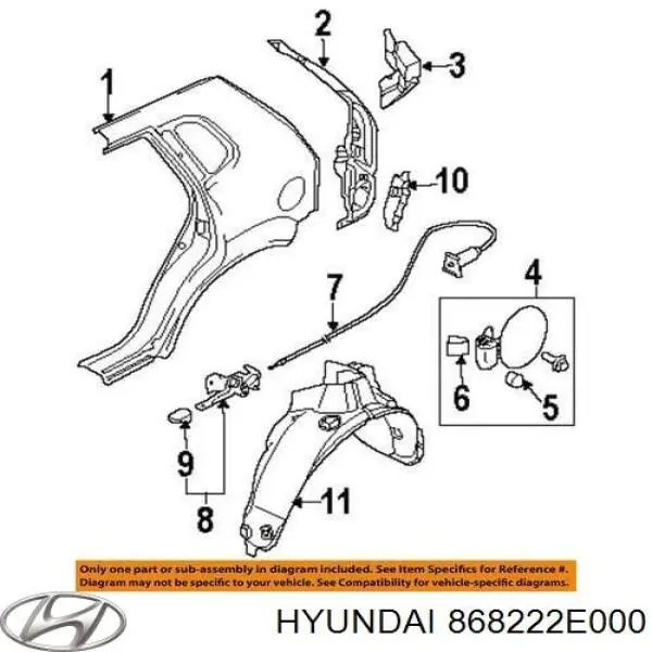 Guarda-barras do pára-lama traseiro direito Hyundai/Kia 868222E000 preço, a partir de 78,18 USD