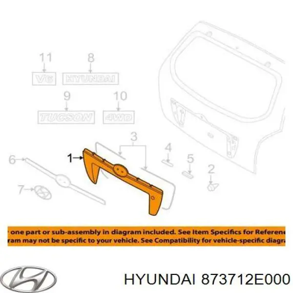 873712E000 Hyundai/Kia Placa sobreposta de porta-malas (de 3ª/5ª porta traseira)