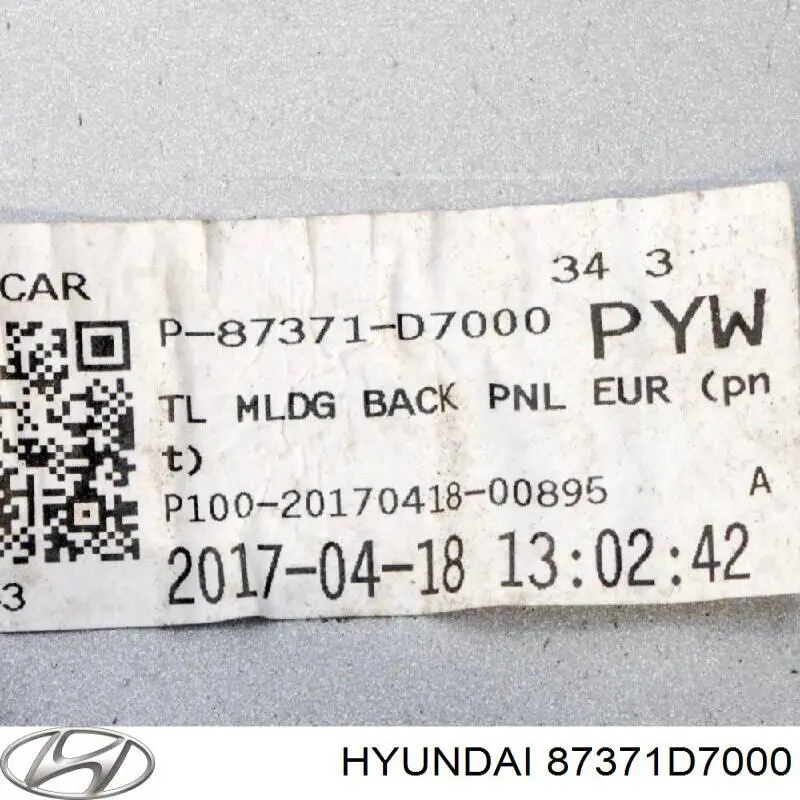 87371D7000 Hyundai/Kia Painel de fixação de matrícula traseira
