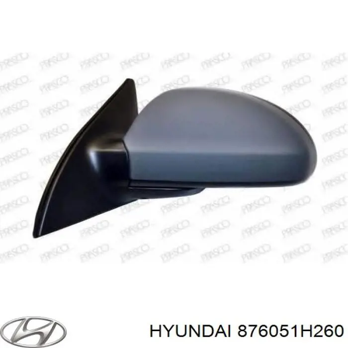 876051H260 Hyundai/Kia Espelho de retrovisão esquerdo