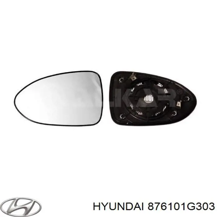 876101G303 Hyundai/Kia Espelho de retrovisão esquerdo