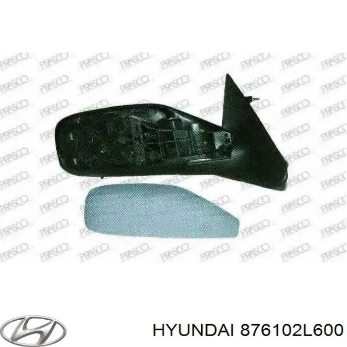 Espelho de retrovisão esquerdo 876102L600 Hyundai/Kia
