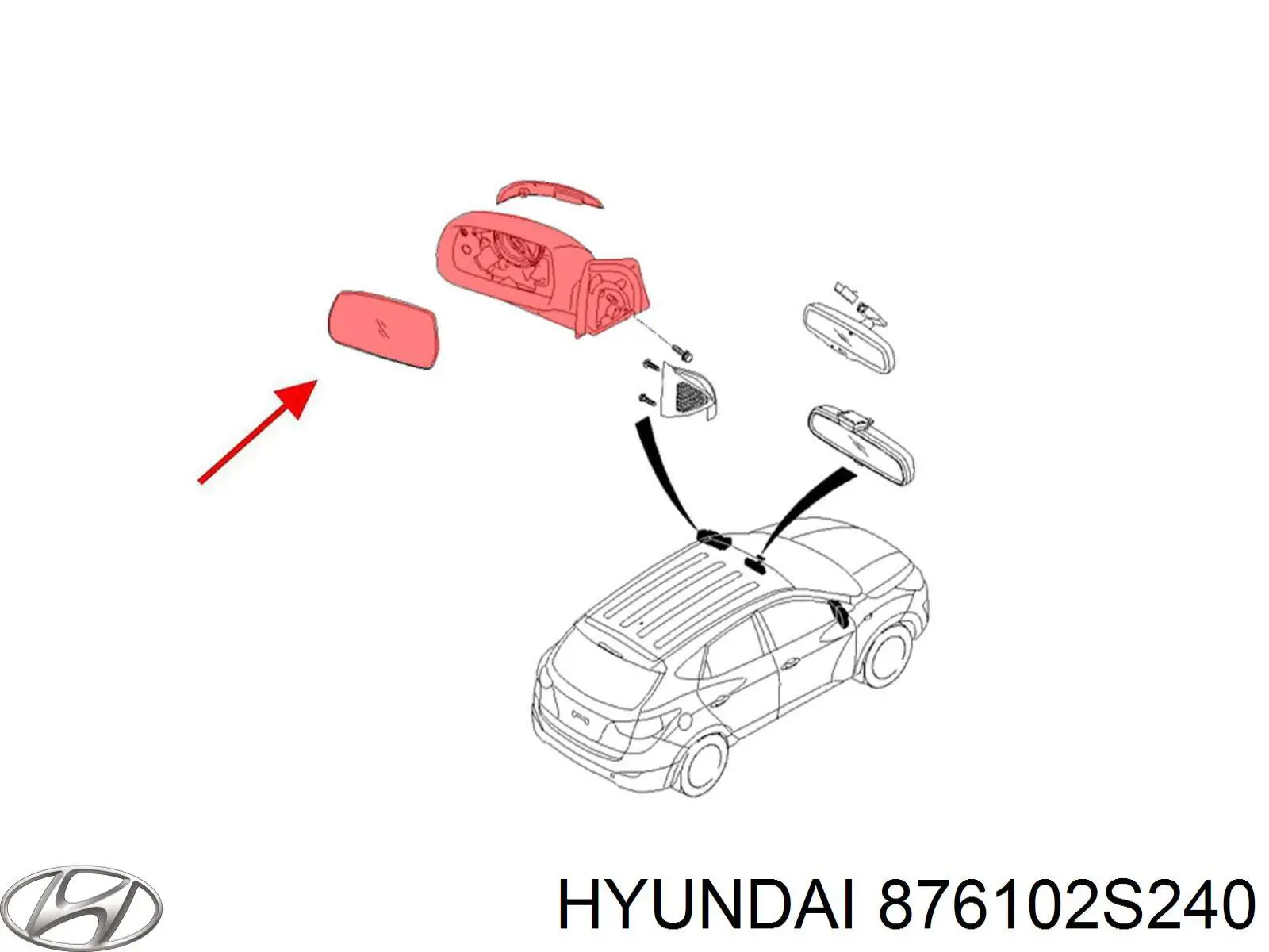 Espelho de retrovisão esquerdo Hyundai/Kia 876102S240 preço, a partir de 181,33 USD