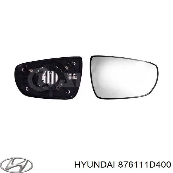 876111D400 Hyundai/Kia Elemento espelhado do espelho de retrovisão esquerdo
