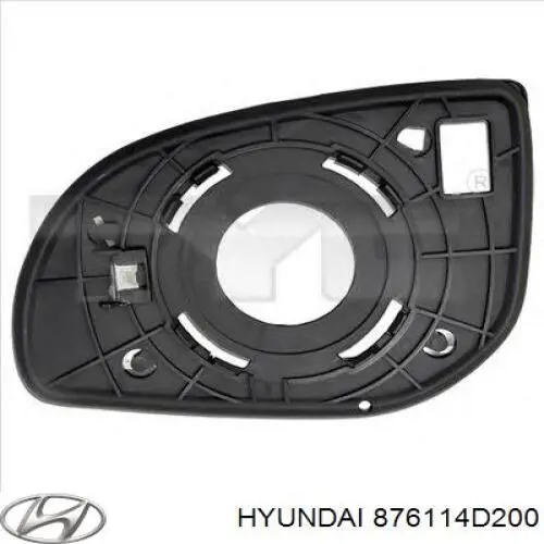 876114D201 Hyundai/Kia Elemento espelhado do espelho de retrovisão esquerdo