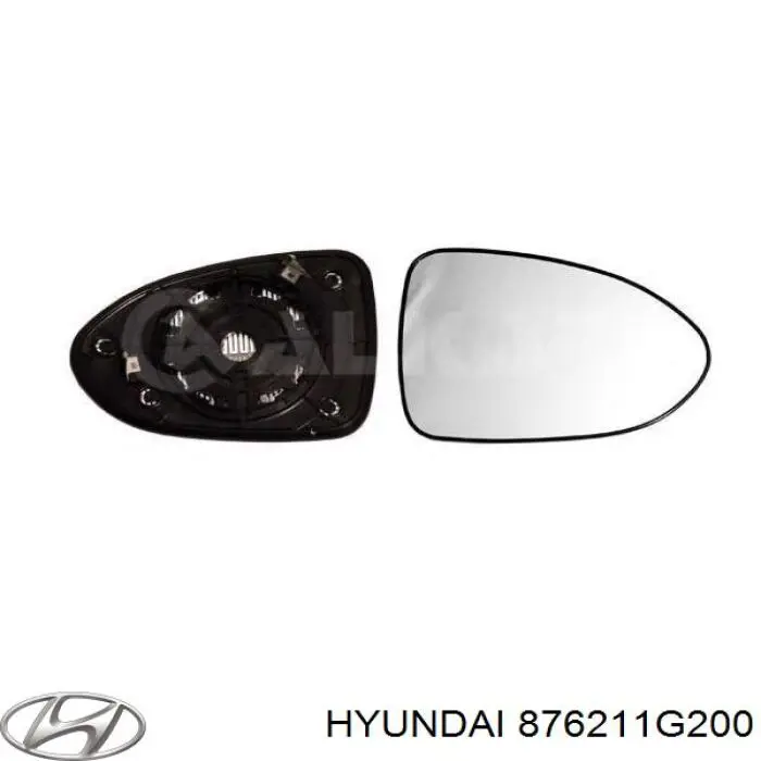 876211G200 Hyundai/Kia Elemento espelhado do espelho de retrovisão direito