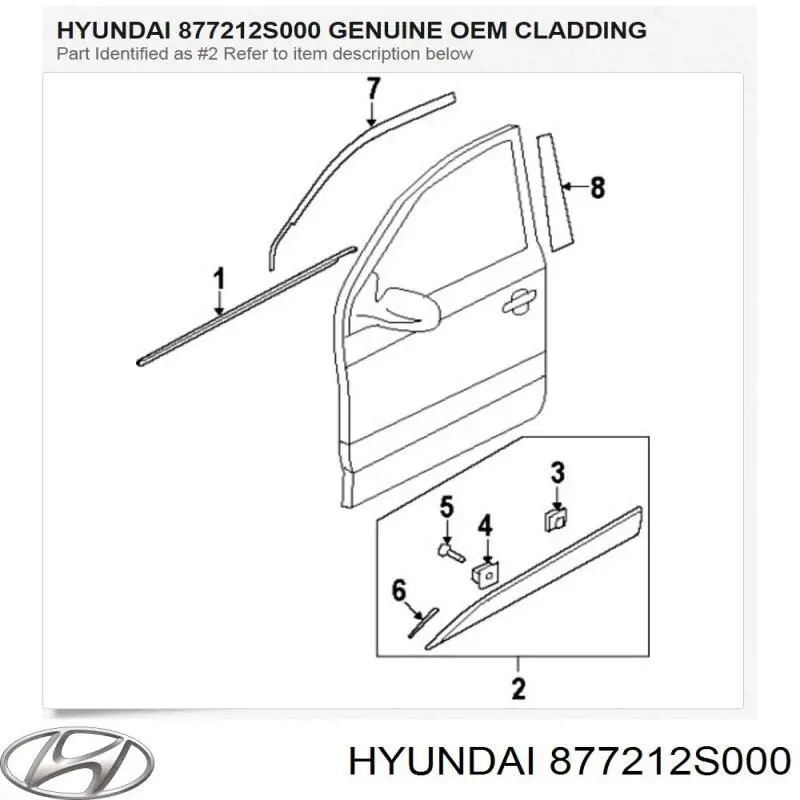 Moldura da porta dianteira esquerda Hyundai/Kia 877212S000 preço, a partir de 67,86 USD