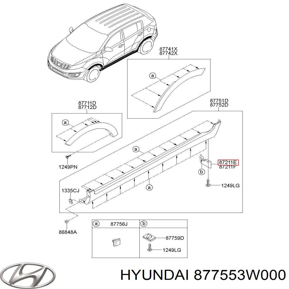 877553W000 Hyundai/Kia Escudo protetor contra o barro dianteiro esquerdo do pára-lama traseiro