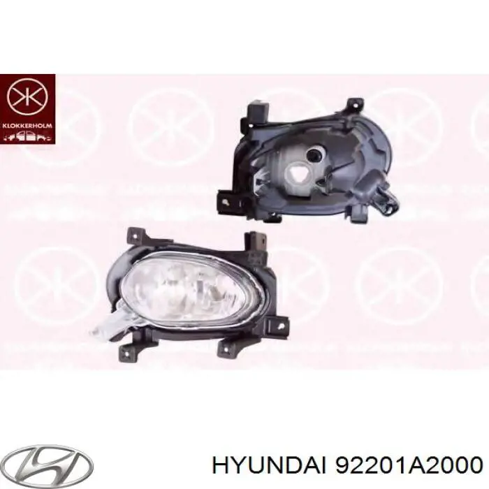 92201A2000 Hyundai/Kia Luzes de nevoeiro esquerdas