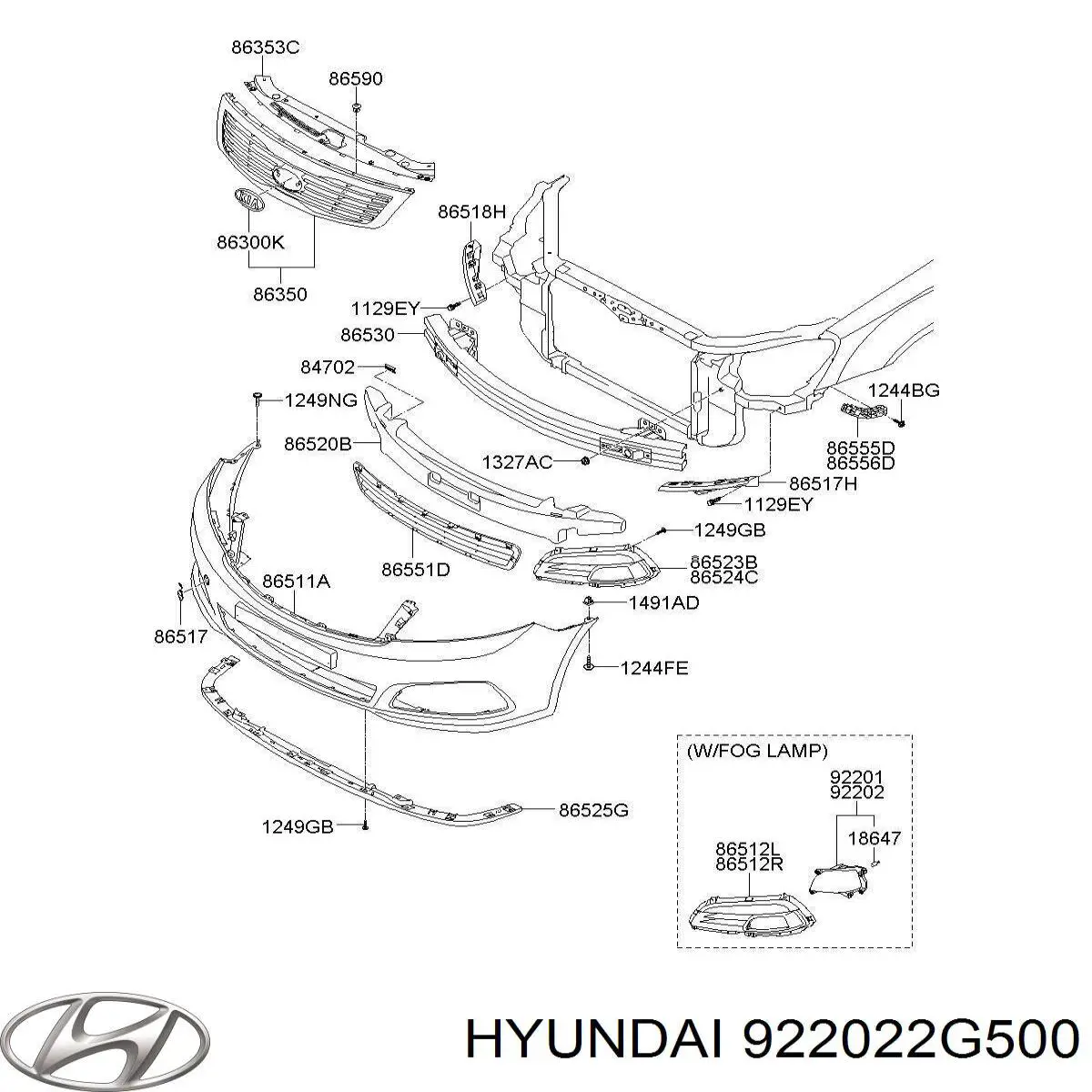 Compre 922022G500 Hyundai/Kia Luzes de nevoeiro direitas