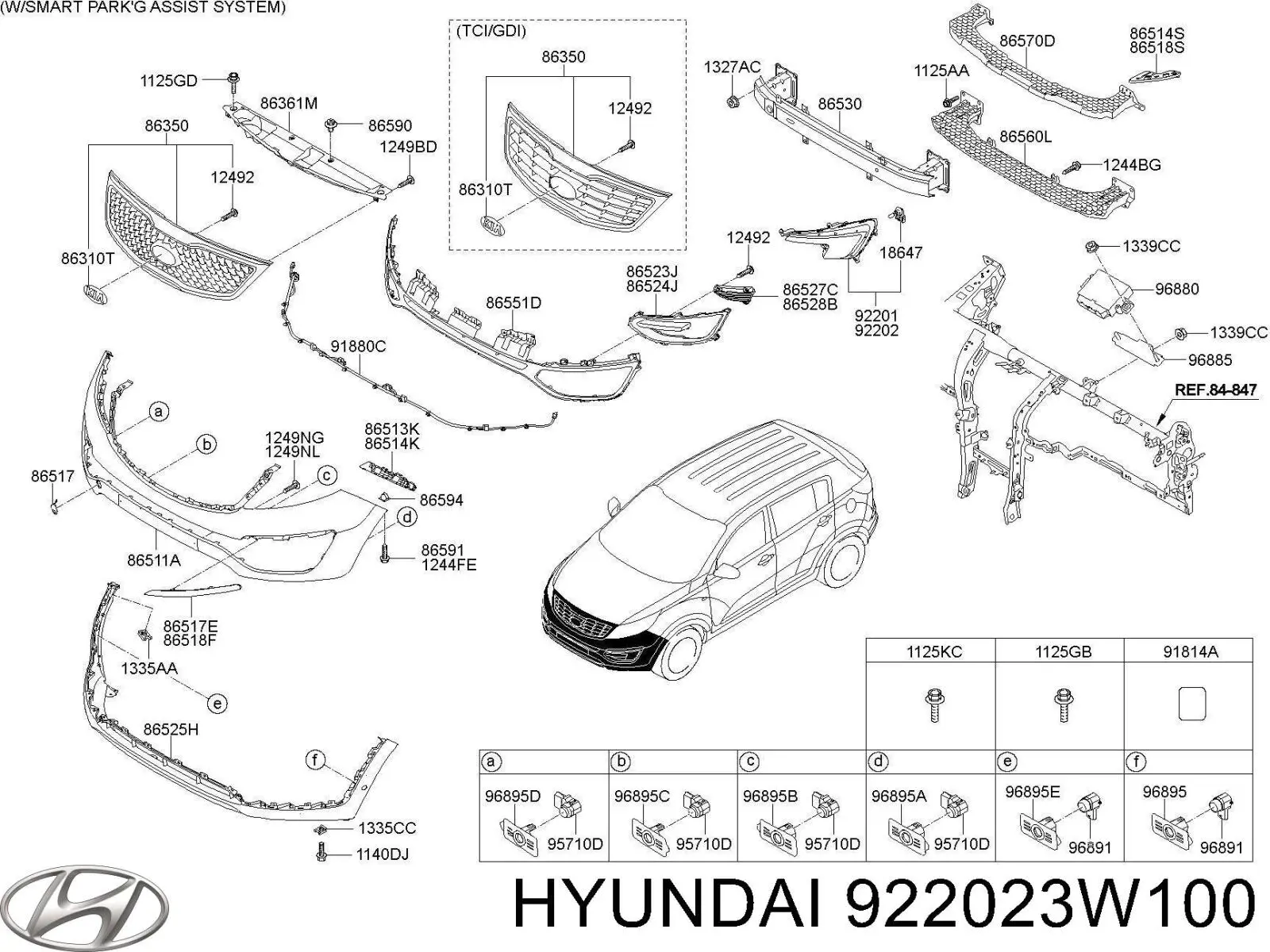 922023W100 Hyundai/Kia Luzes de nevoeiro direitas