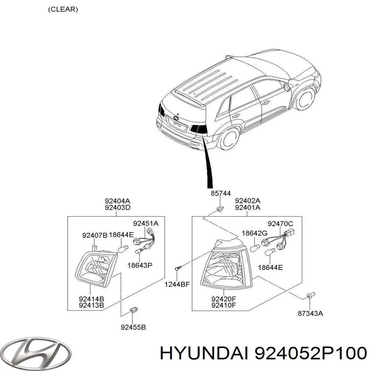 924052P100 Hyundai/Kia Lanterna traseira esquerda interna