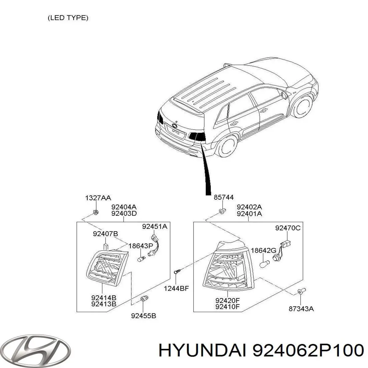 924062P100 Hyundai/Kia Lanterna traseira direita interna