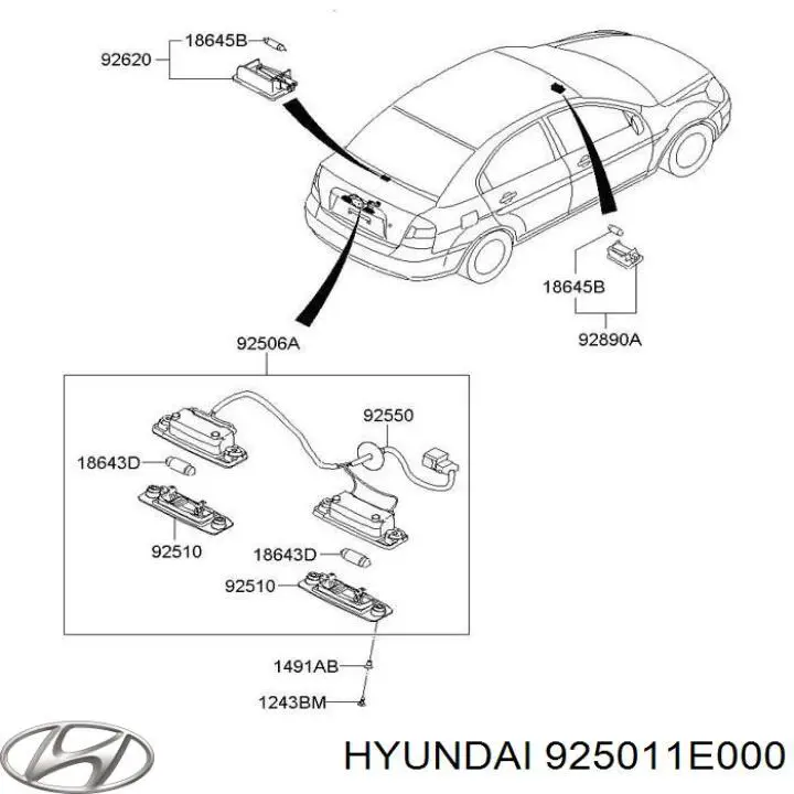 925011E000 Hyundai/Kia Lanterna da luz de fundo de matrícula traseira