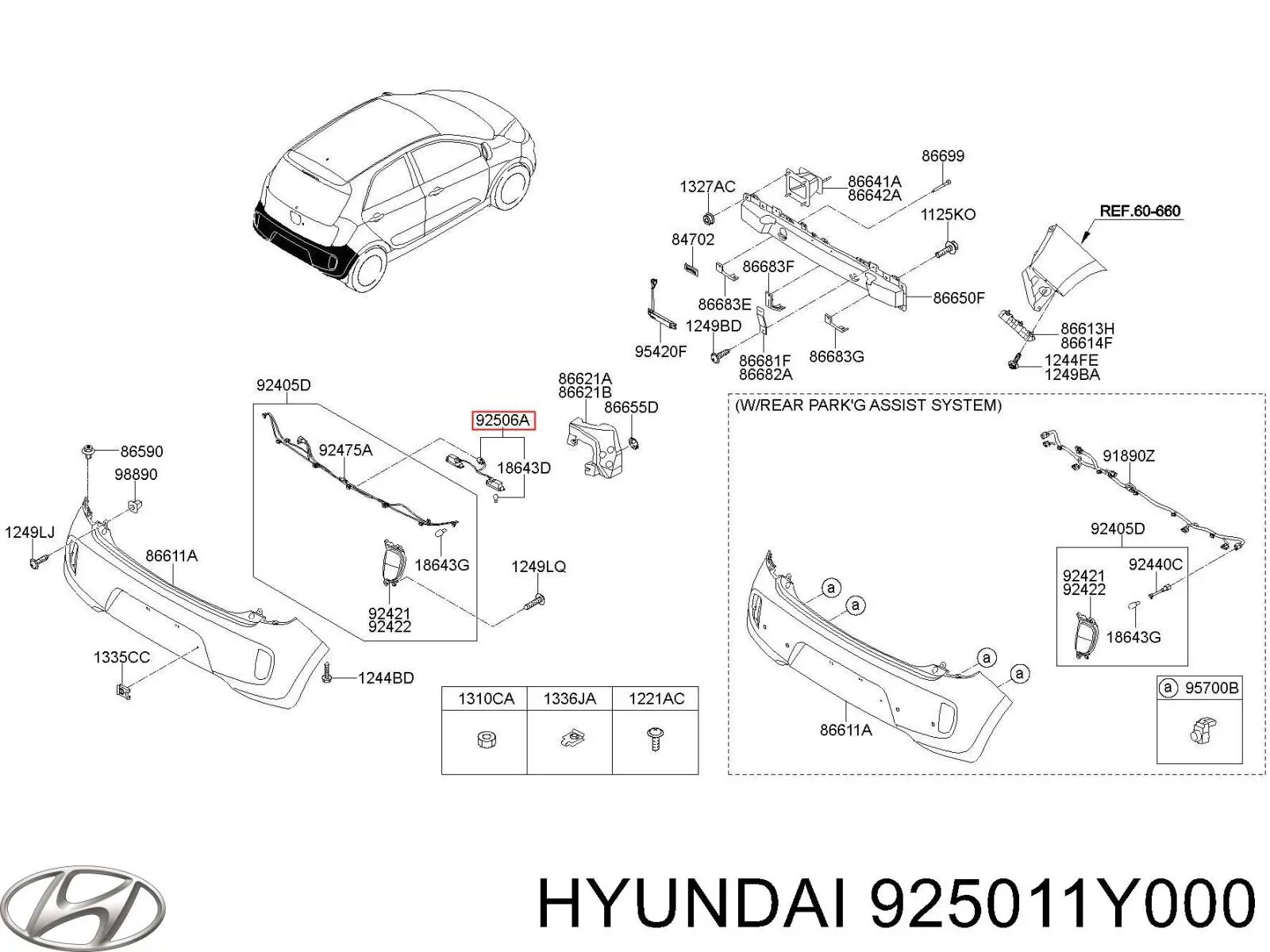  Lanterna da luz de fundo de matrícula traseira KIA Picanto II hatchback (TA) (2011 - 2018) II