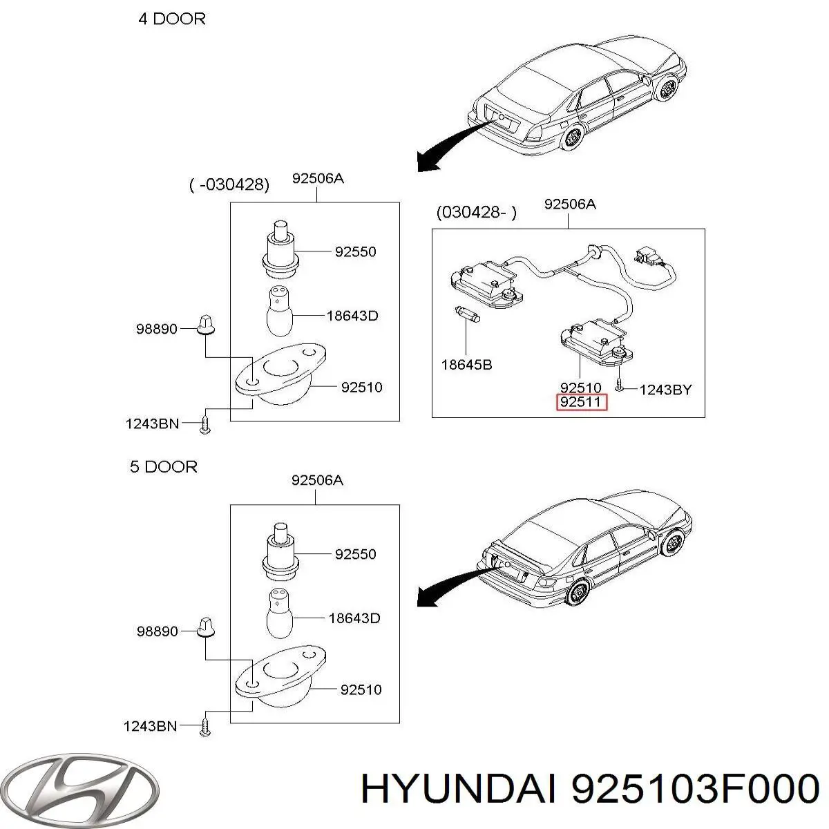 Lanterna da luz de fundo de matrícula traseira Hyundai/Kia 925103F000 preço, a partir de 24,75 USD