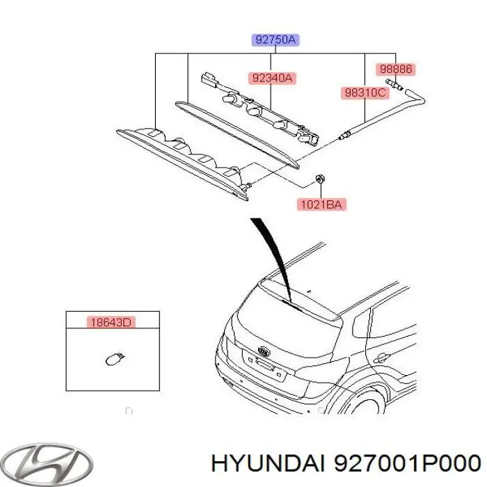 Sinal de parada traseiro adicional Hyundai/Kia 927001P000 preço, a partir de 105,86 USD