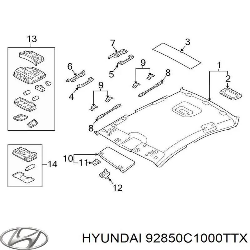 Quebra-luz traseiro de iluminação de salão (de cabina) Hyundai/Kia 92850C1000TTX preço, a partir de 68,10 USD