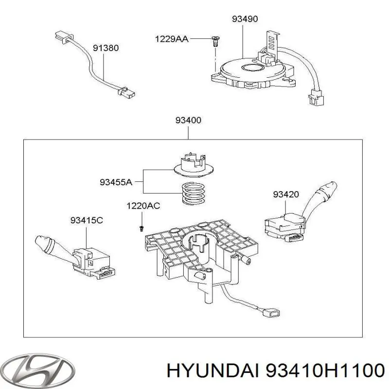 Comutador esquerdo instalado na coluna da direção Hyundai/Kia 93410H1100 preço, a partir de 80,02 USD